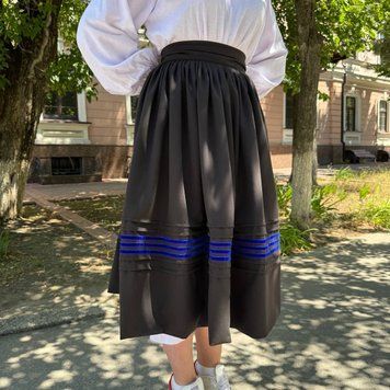 Спідниця "Річечка" традиційного крою з оксамитовими стрічками 02435 фото