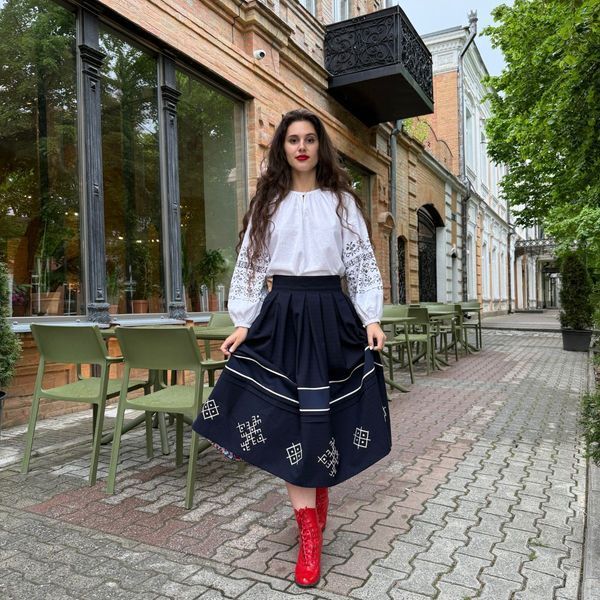 Спідниця "Геометрія" з ручною вишивкою та бавовняним підбоєм 02415 фото