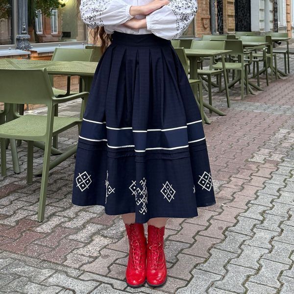 Спідниця "Геометрія" з ручною вишивкою та бавовняним підбоєм 02415 фото